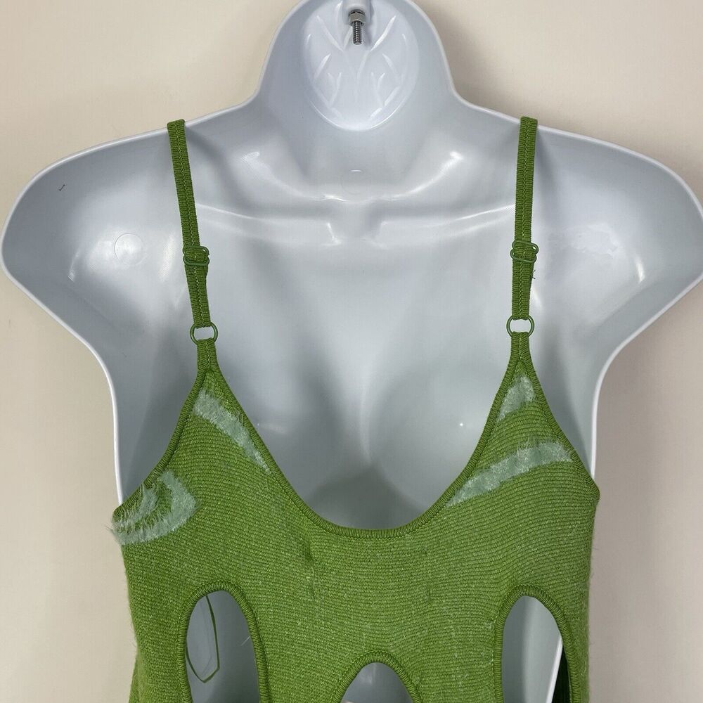 House of Sunny The Galaxy Hockney Knit Midi Slip Cut‎ Out Dress Grass Green US 4 - Picture 8 of 14